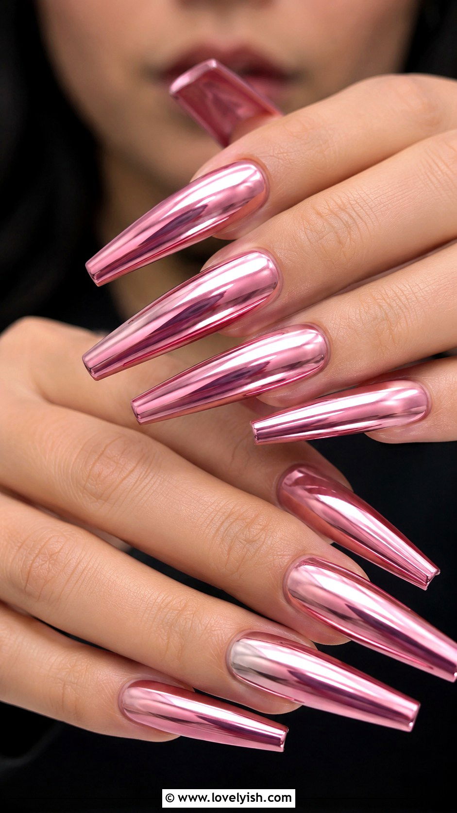 Long Pink Chrome Nails - 50 pink chrome nails - 50 pink chrome nails