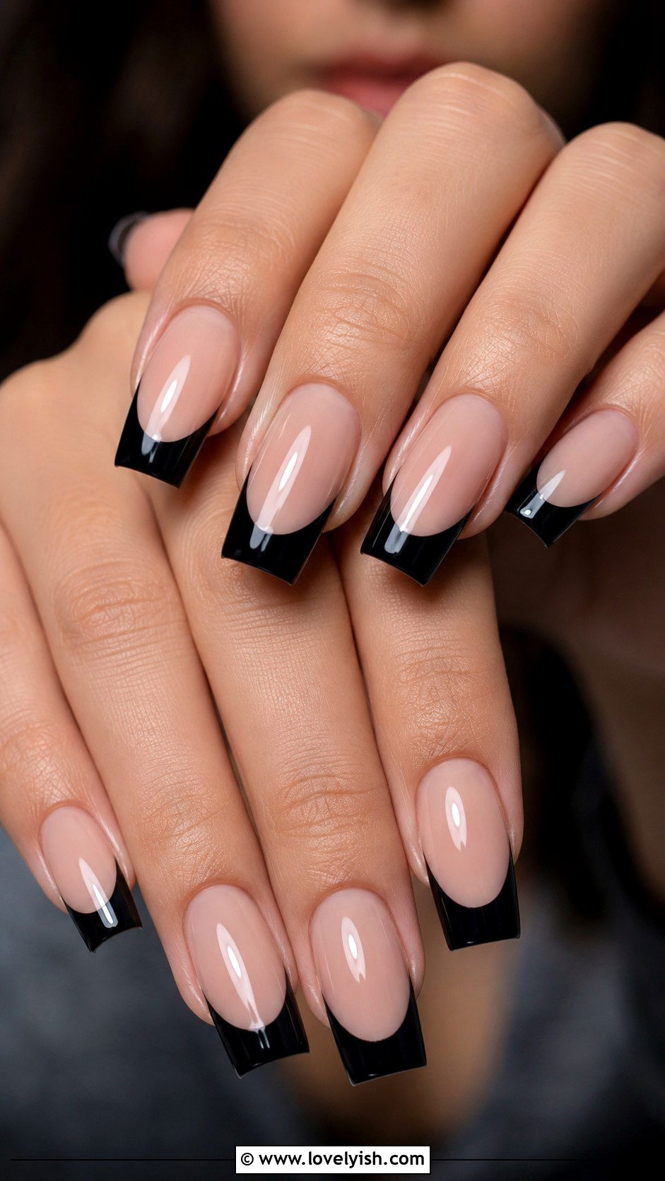 Long Square Black French Tip Nails - 50 long nail designs - 50 long nail designs
