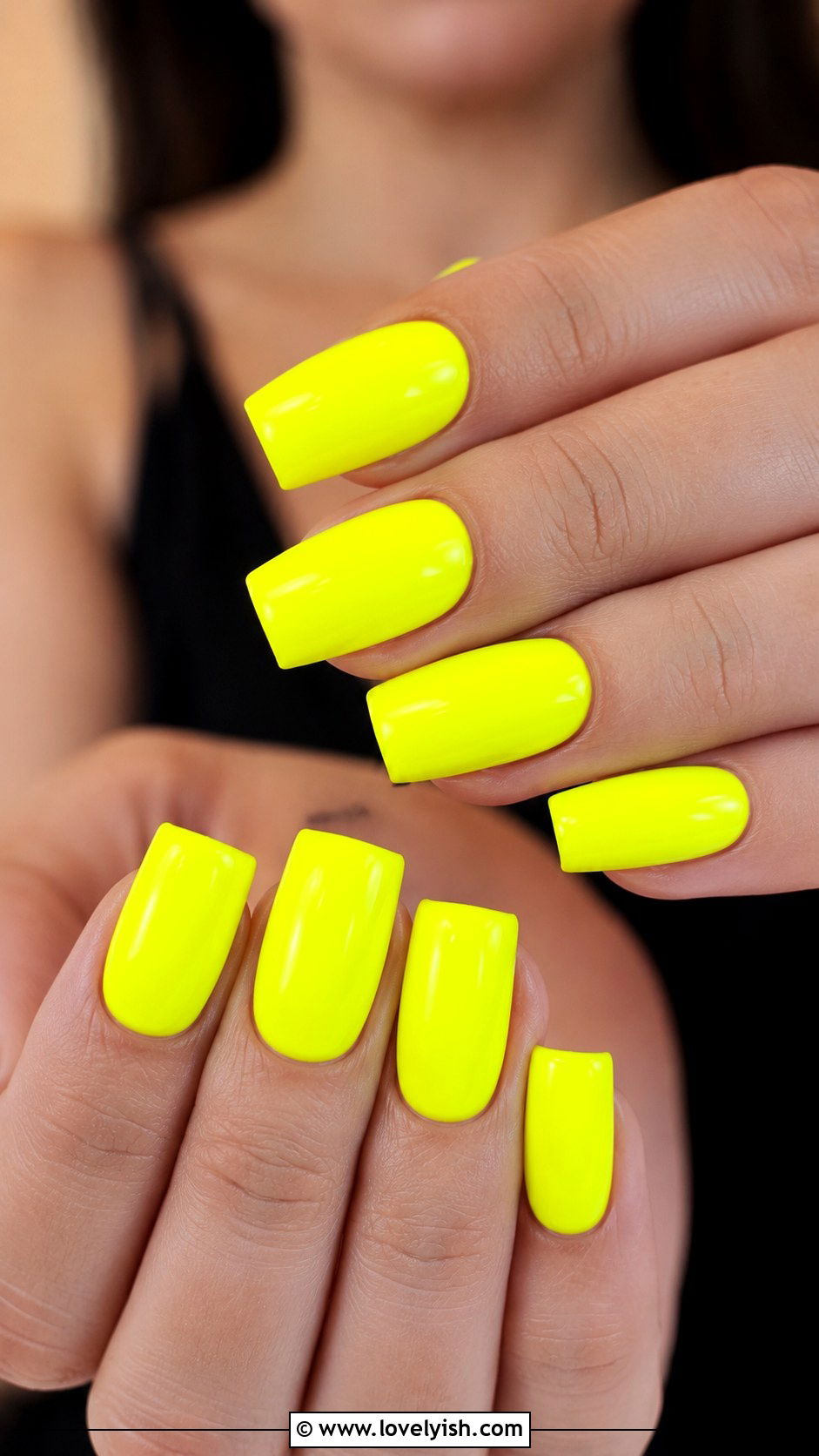 Long Square Neon Yellow Nails - 50 long nail designs - 50 long nail designs