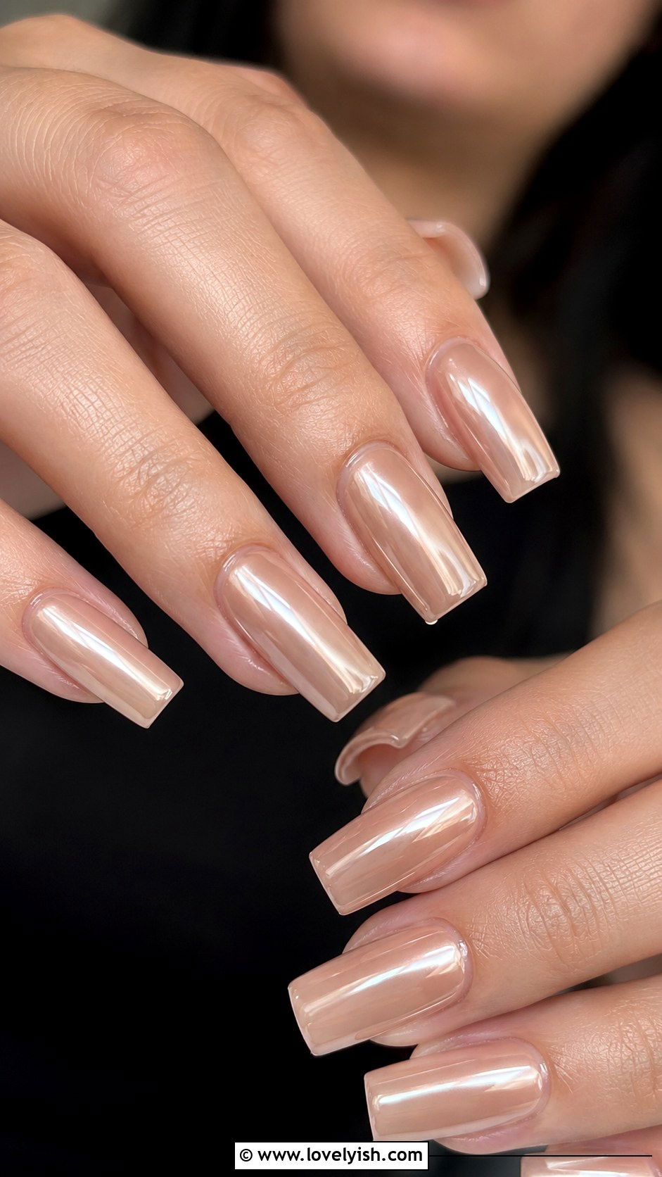 Long Square Nude Chrome Nails - 50 long nail designs - 50 long nail designs