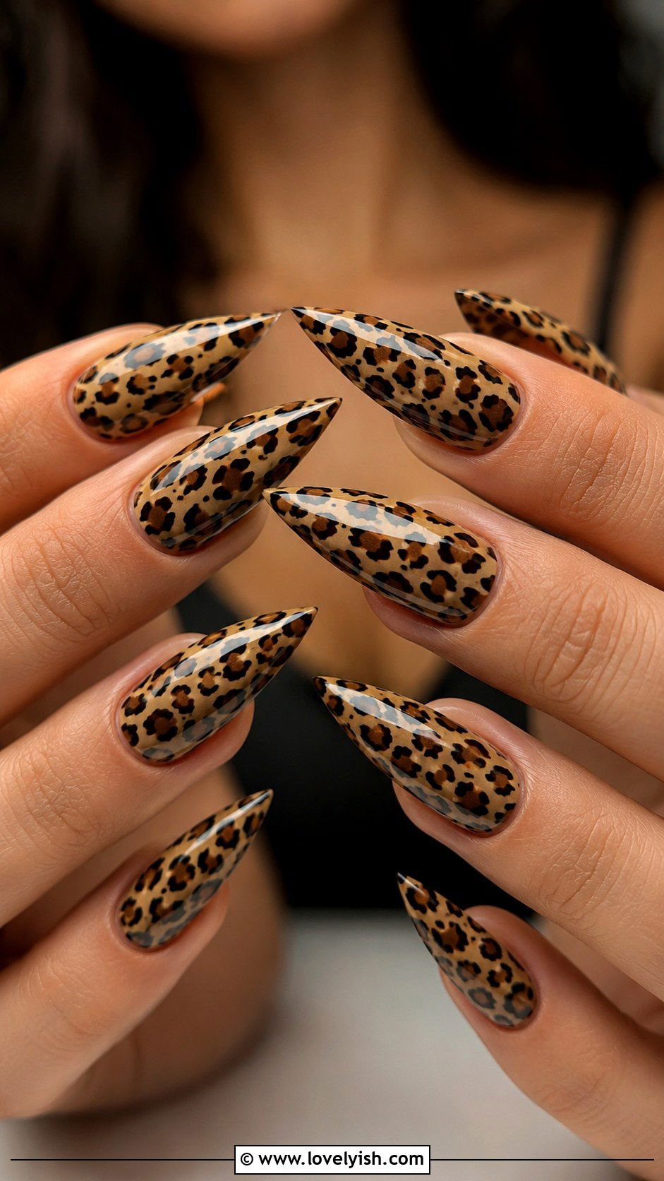 Long Stiletto Leopard Print Nails - 50 long nail designs - 50 long nail designs