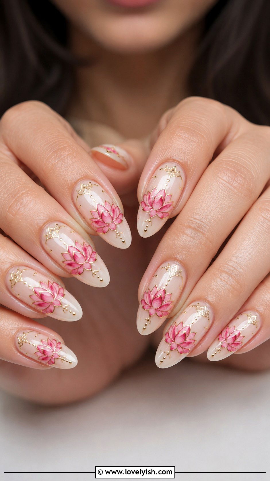 Lotus Flower Nails - 38 flower nail art ideas - 38 flower nail art ideas