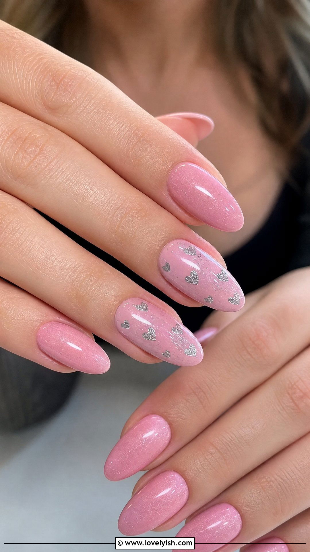 Lover Era Pink Glitter Heart Nails - 50 concert nails - 50 concert nails