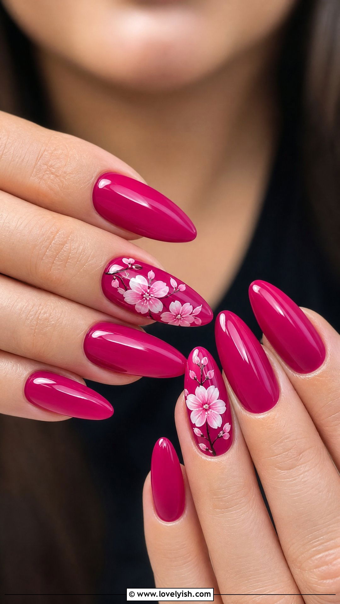 Magenta Floral Nails - 50 pictures of nail designs - 50 pictures of nail designs