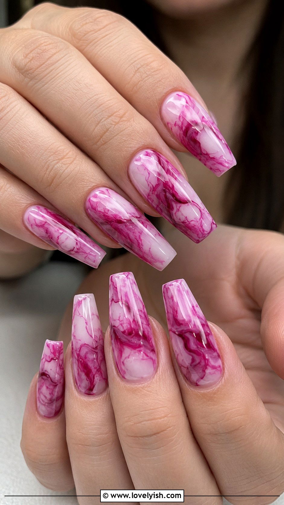 Magenta Marble Nails - 40 nail design summer - 40 nail design summer