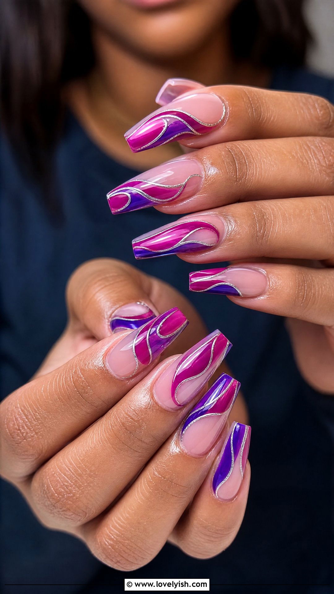 Magenta and Purple Swirl Nails - 50 swirl nails - 50 swirl nails