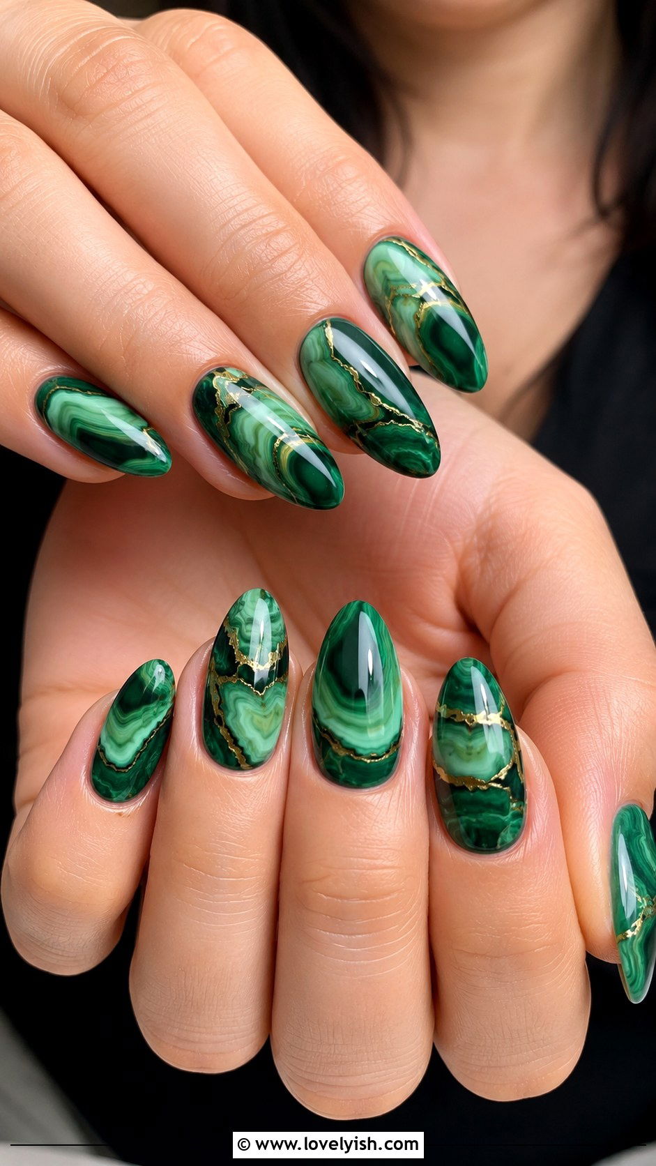 Malachite Green Marble Nails - 38 marble nail designs - 38 marble nail designs