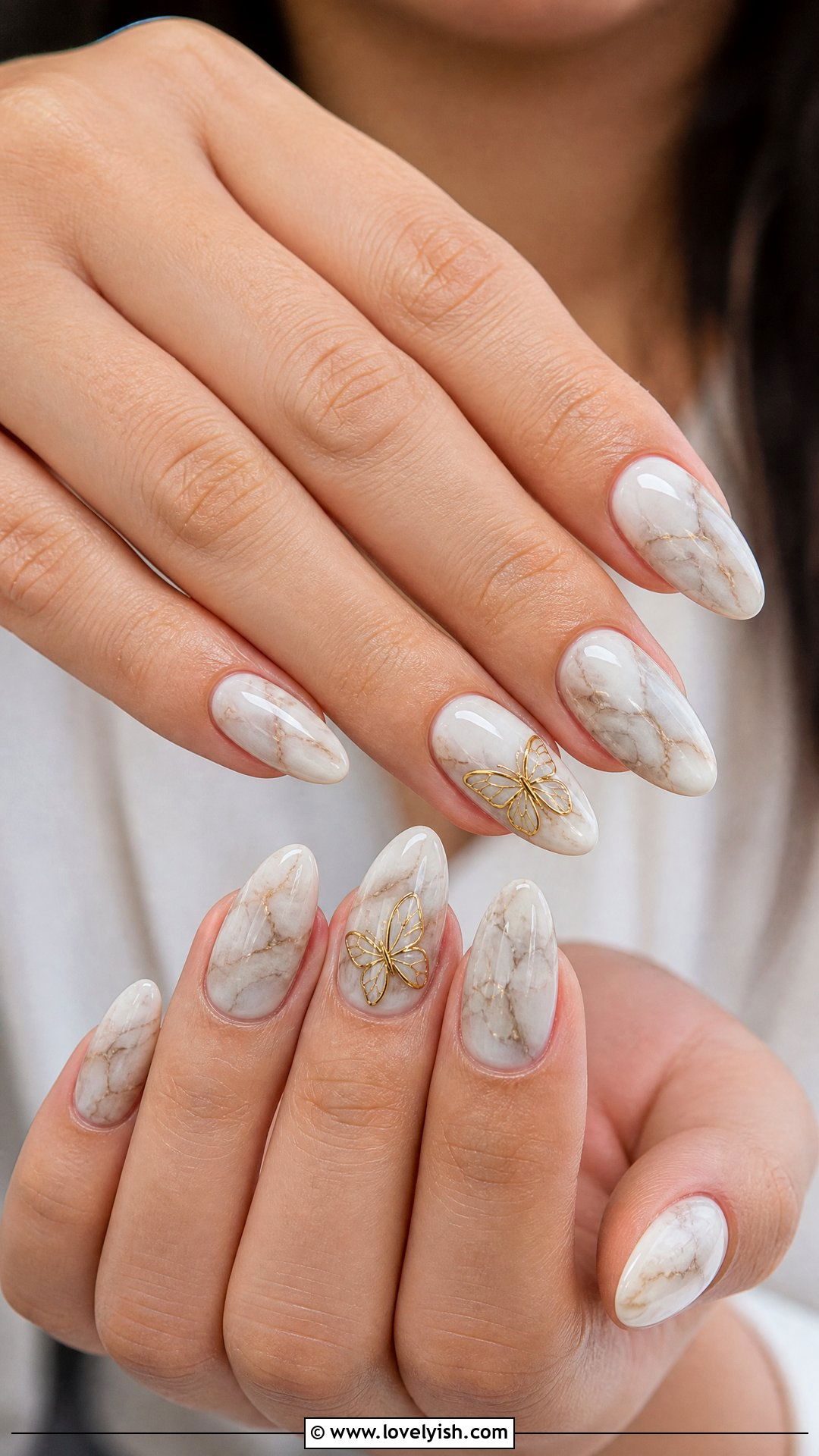 Marble Butterfly Nails - 25 butterfly nail design ideas - 25 butterfly nail design ideas