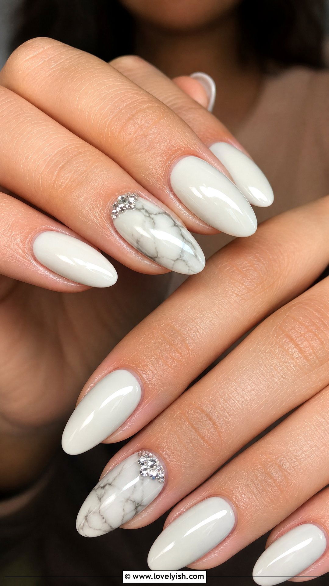 Marble Diamond Accent Nails - 50 diamond nails - 50 diamond nails