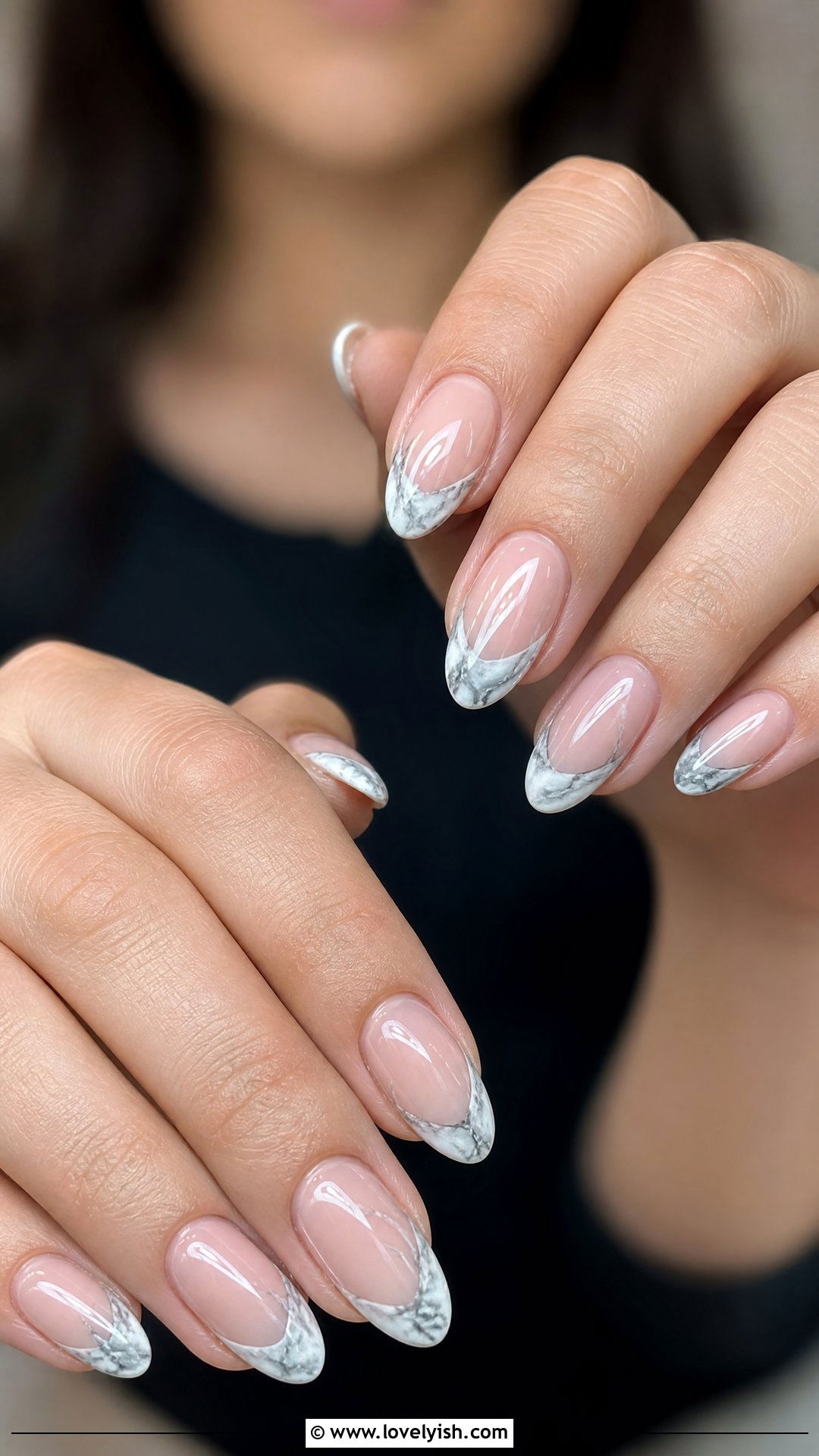 Marble French Tip - 50 cute french tip nail designs - 50 cute french tip nail designs