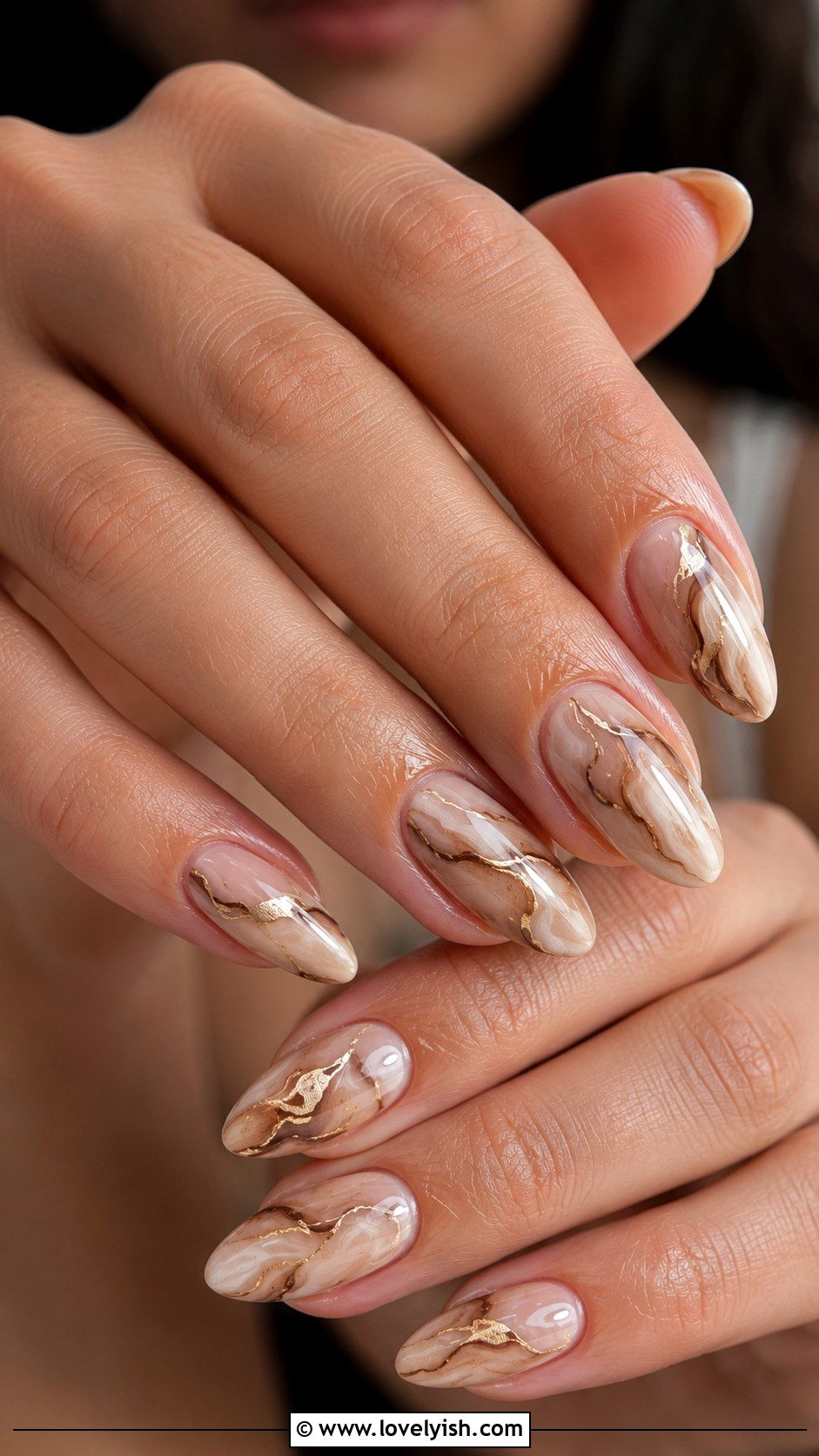 Marble Swirl Nude Nails - 47 nail inspiration - 47 nail inspiration