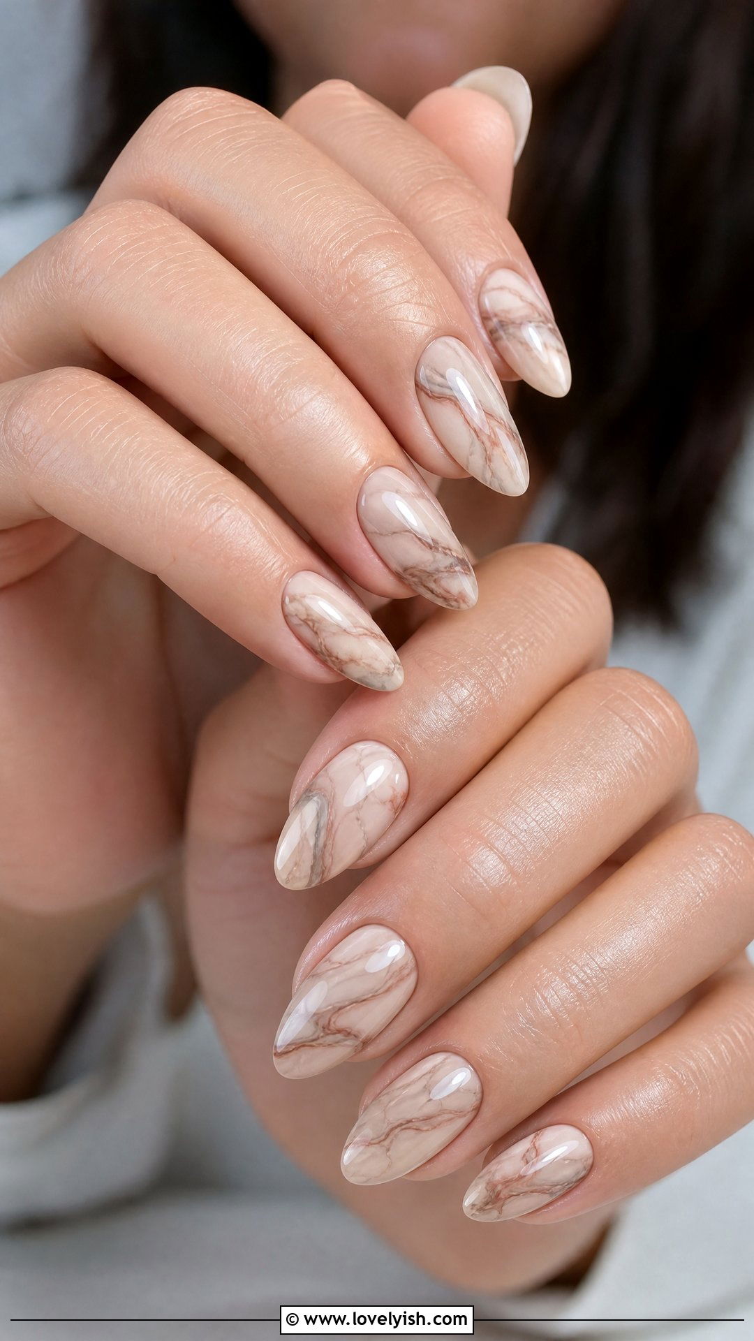 Marble Swirl Nude Nails - 50 pictures of nail designs - 50 pictures of nail designs