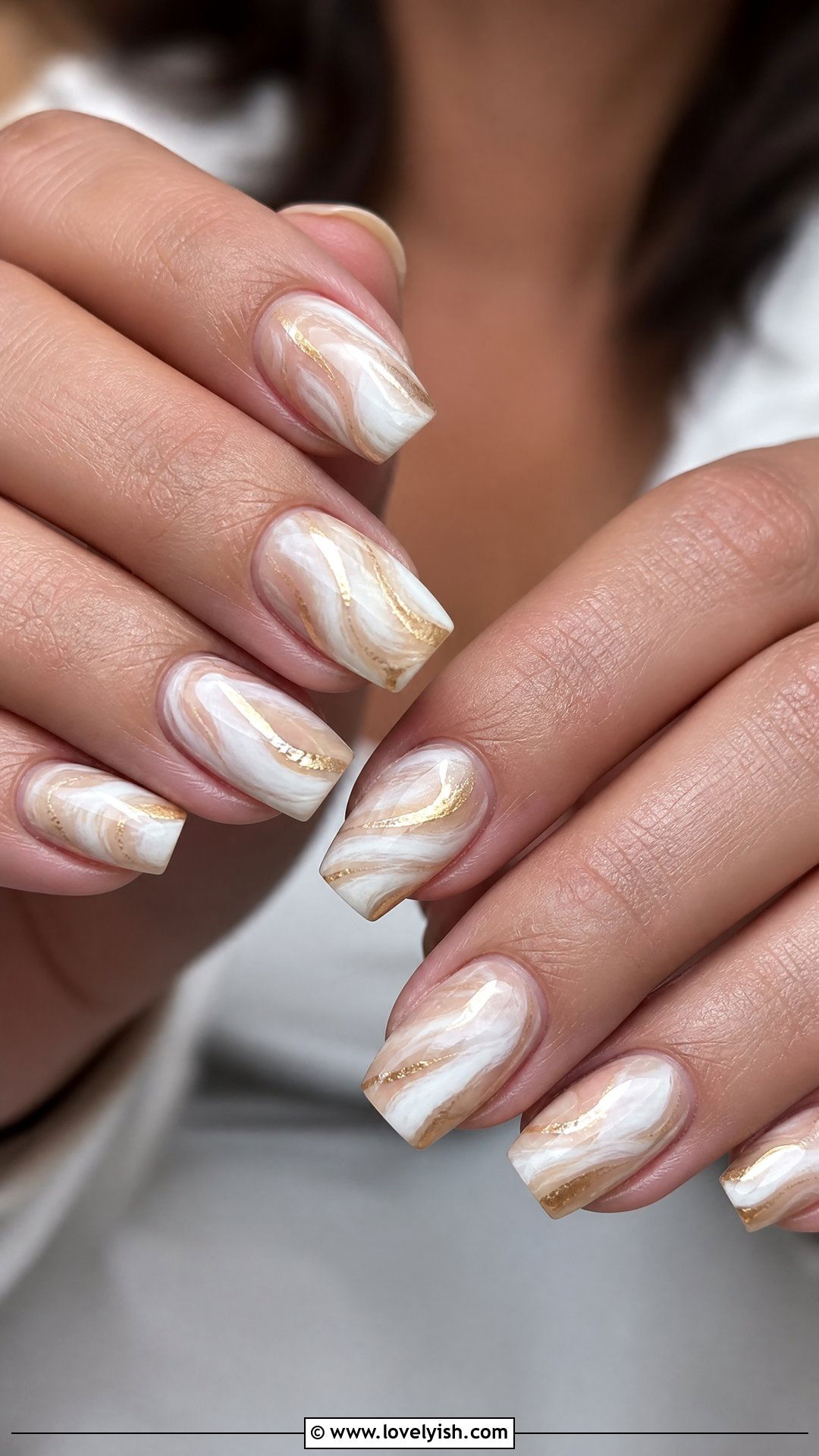 Marble Swirl Short Coffin Nails - 50 short coffin nails - 50 short coffin nails