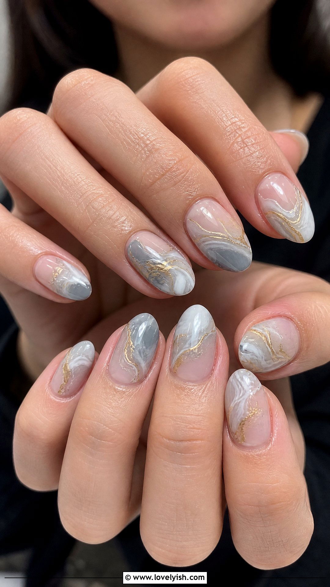 Marble Swirl Short Nails - 35 short nails designs - 35 short nails designs