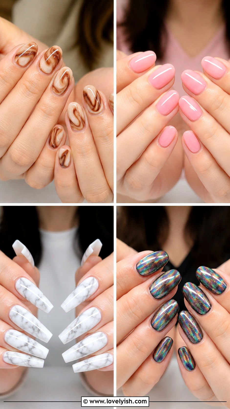 Marble Vein Nails - 34 nail design art ideas - 34 nail design art ideas