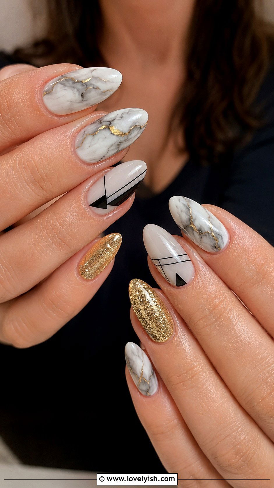 Marble and Geometric Combo Nails - 50 geometric nails - 50 geometric nails