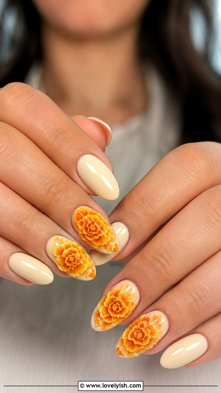 Marigold Nails - 38 flower nail art ideas - 38 flower nail art ideas