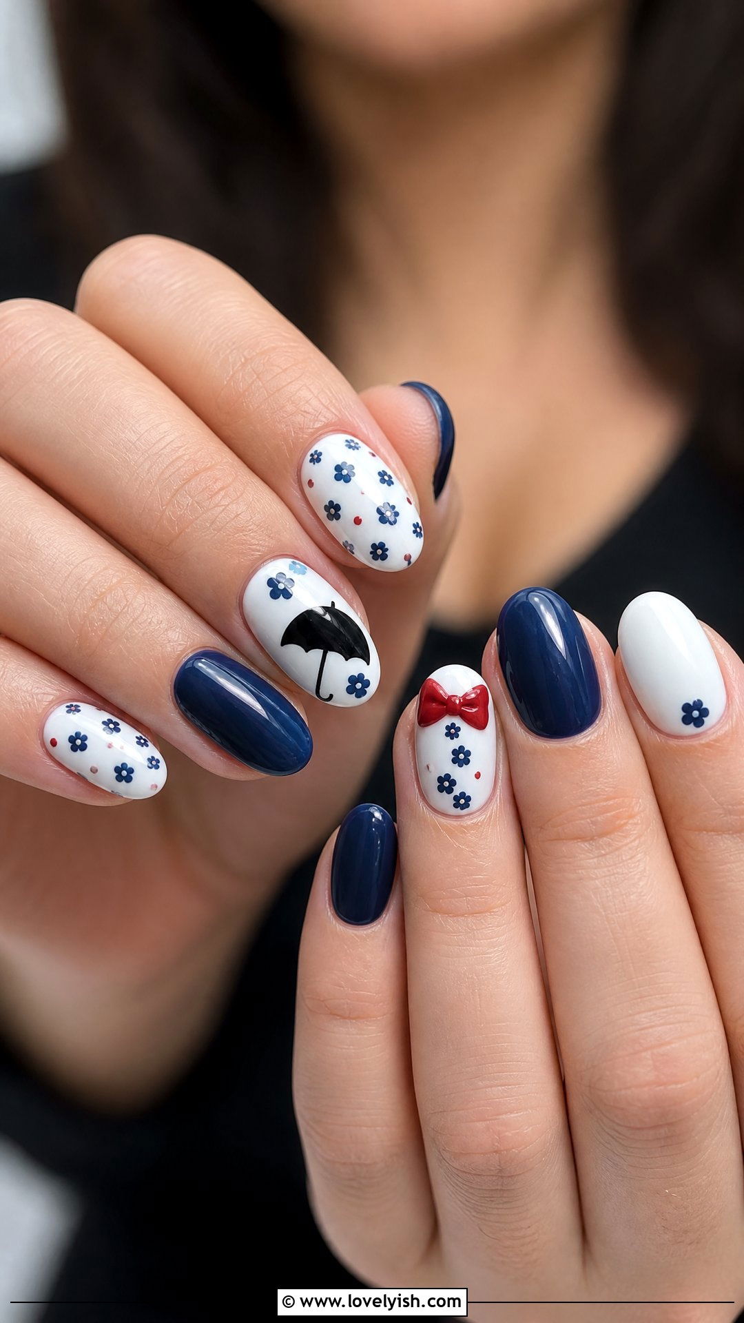 Mary Poppins Floral Umbrella Nails - 50 disney nail designs - 50 disney nail designs