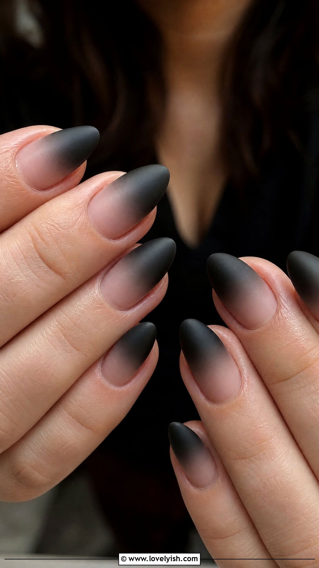 Matte Black Baby Boomer Ombre Nails - 50 matte black nails - 50 matte black nails