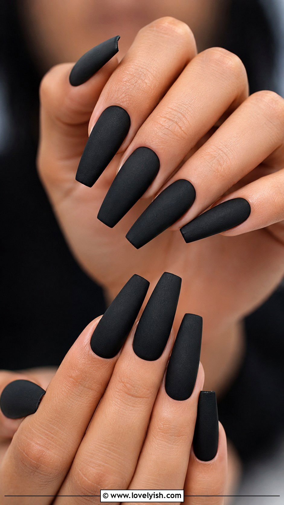 Matte Black Coffin Nails - 31 black nail design ideas - 31 black nail design ideas