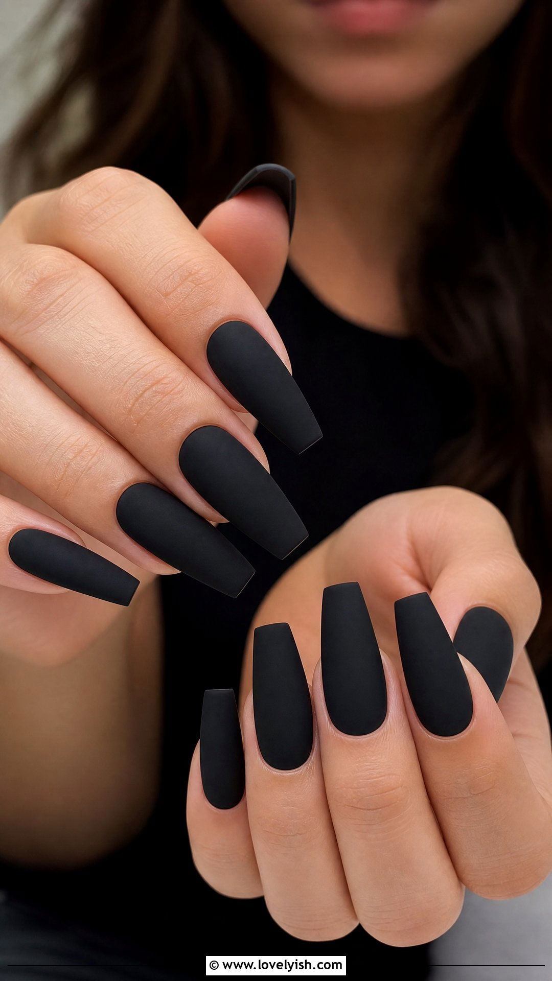 Matte Black Coffin Nails - 50 black nails - 50 black nails