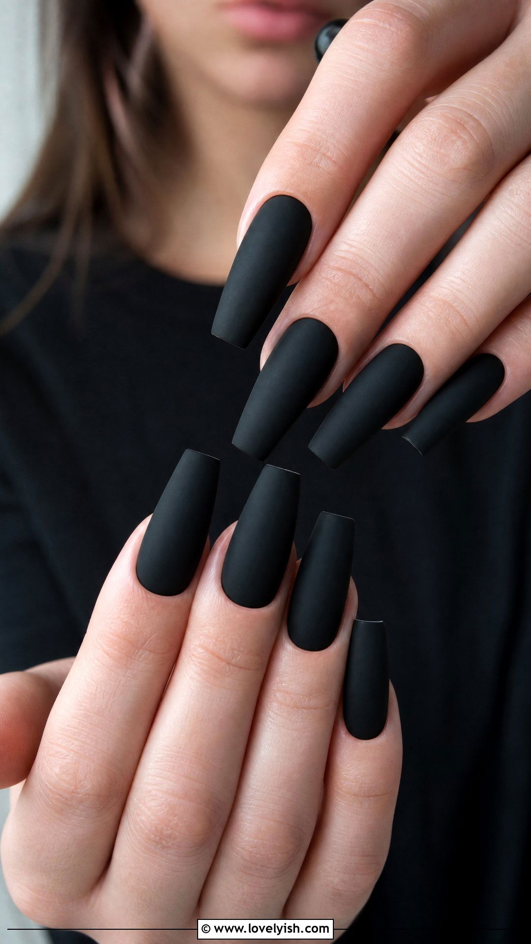 Matte Black Coffin Nails - 50 dark nail designs - 50 dark nail designs