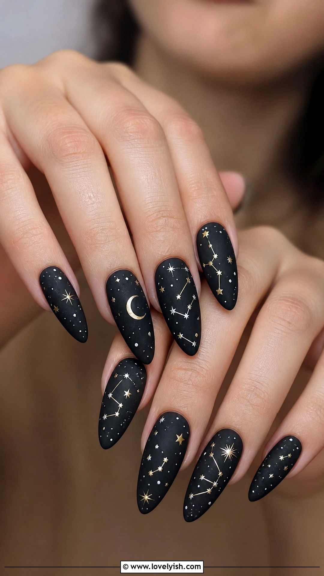 Matte Black Constellation Nails - 50 matte black nails - 50 matte black nails