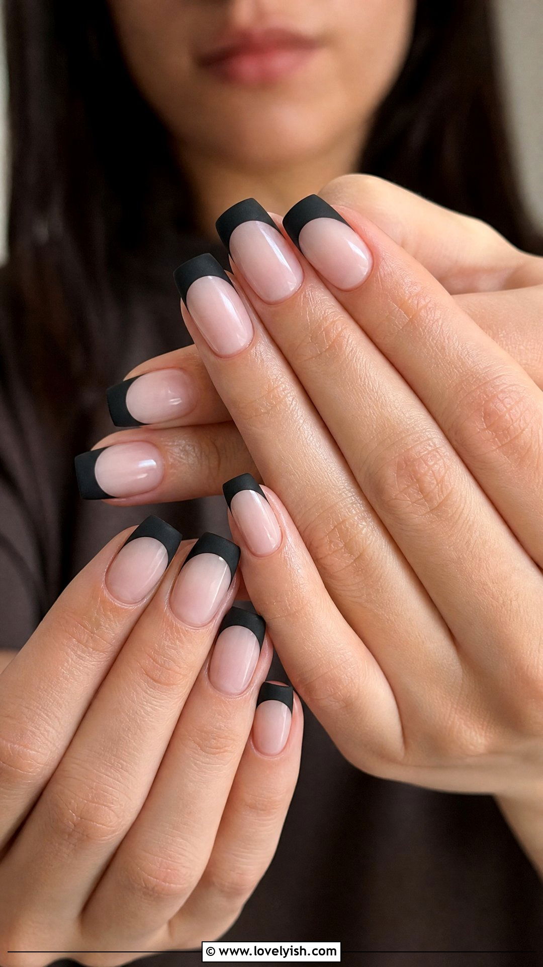 Matte Black Crescent Moon Tip Nails - 50 matte black nails - 50 matte black nails