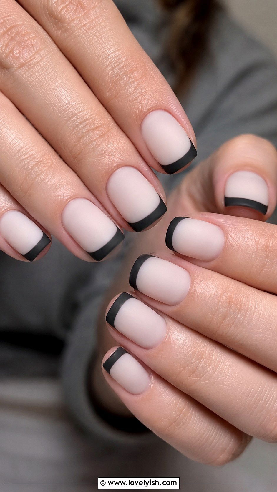 Matte Black French Tip Nails - 42 french nail designs - 42 french nail designs