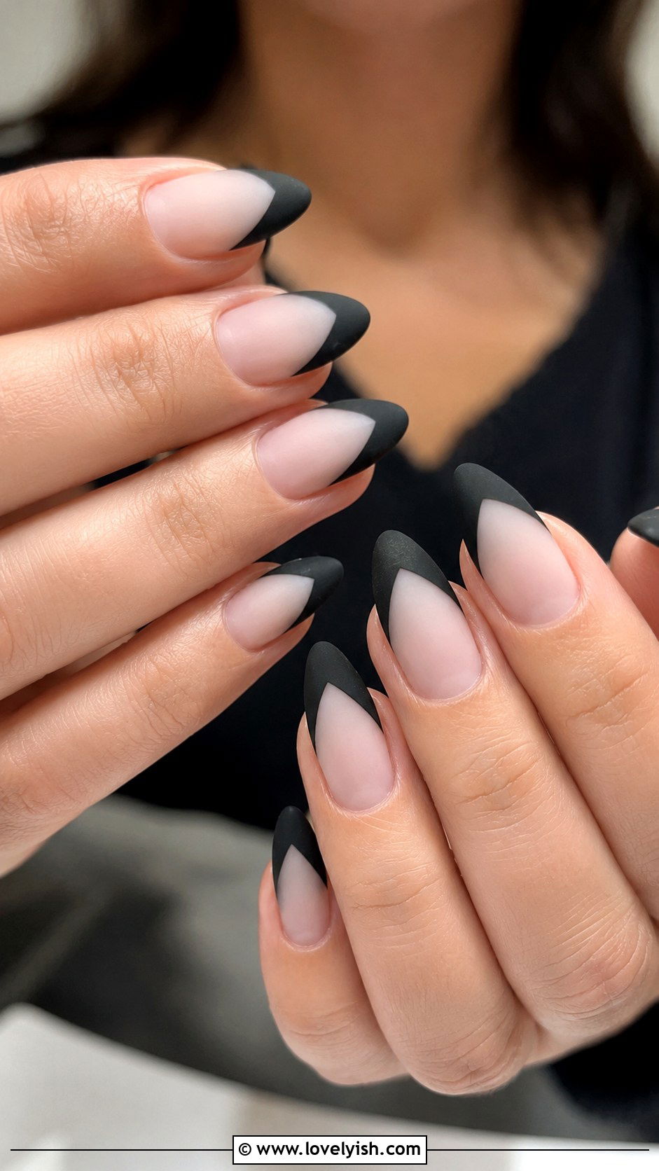 Matte Black French Tip Nails - 25 edgy nail designs - 25 edgy nail designs