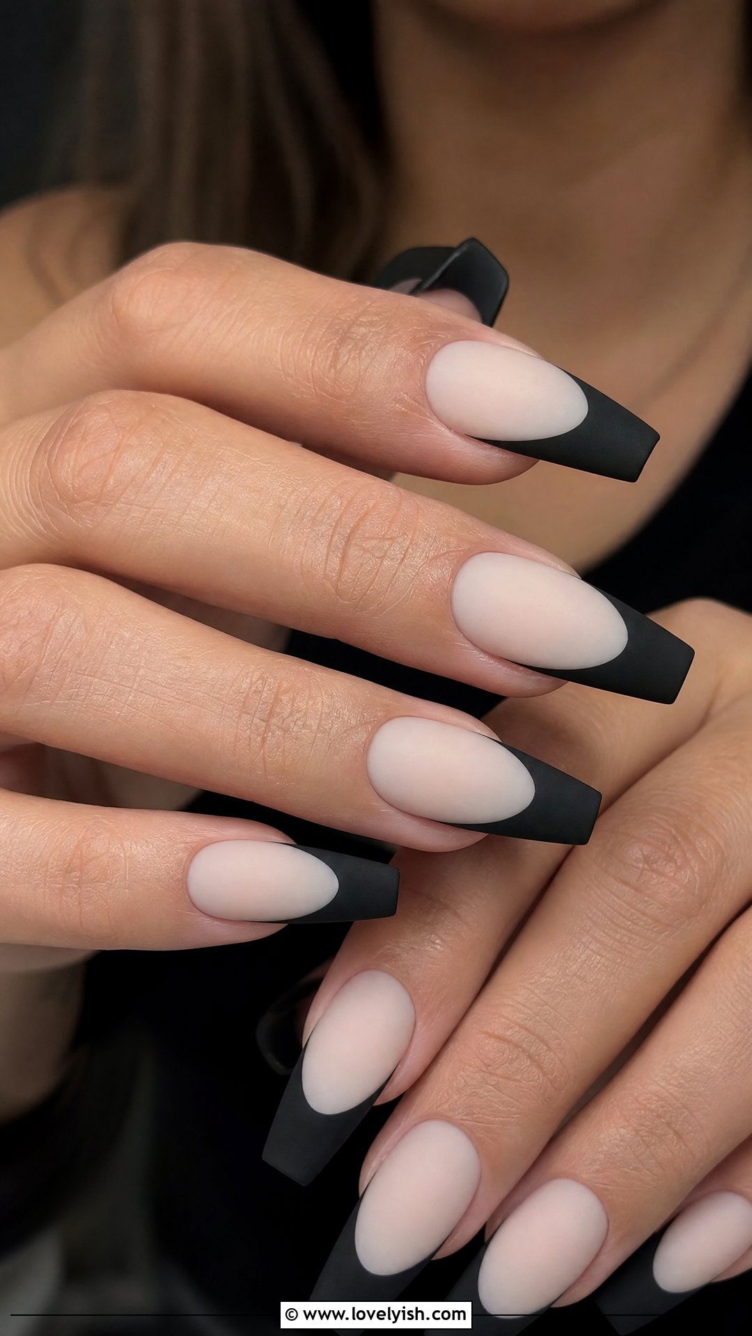 Matte Black French Tip - 50 cute french tip nail designs - 50 cute french tip nail designs