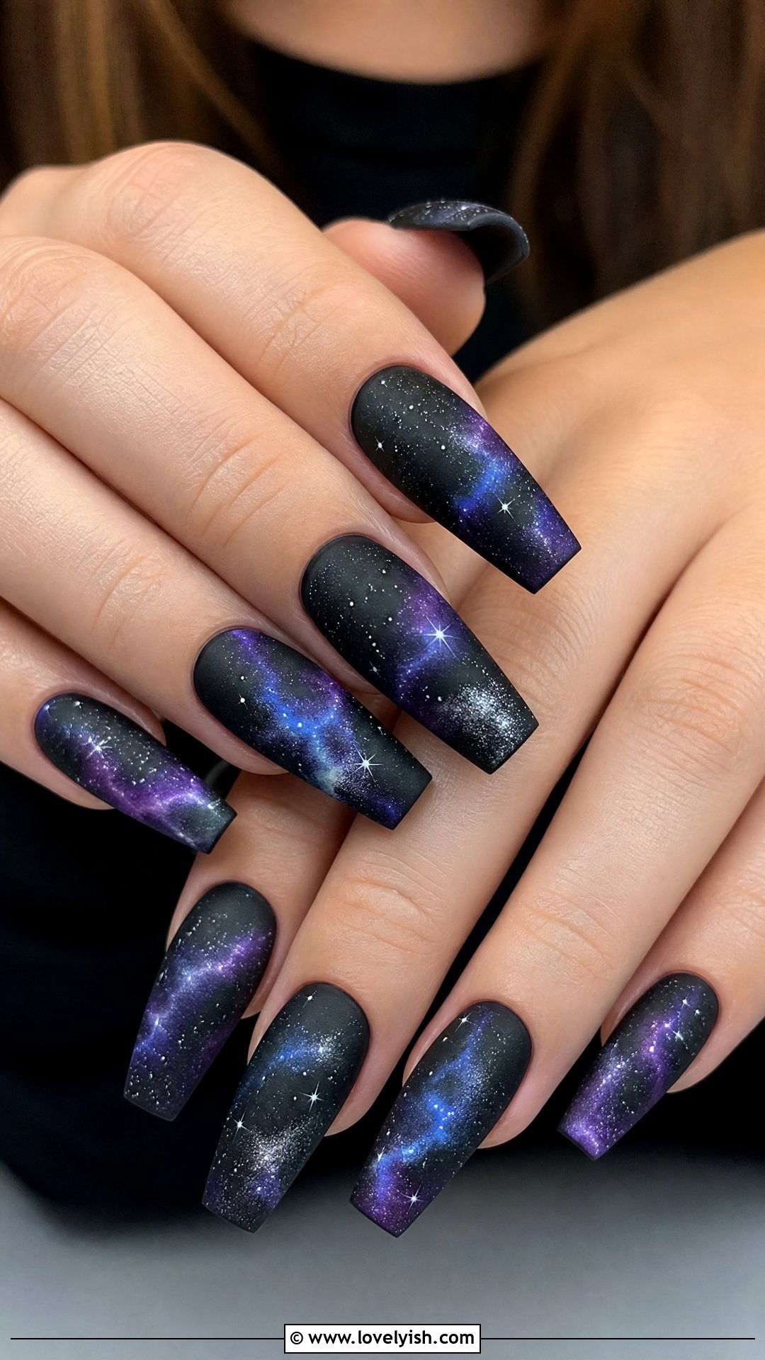 Matte Black Galaxy Nails - 50 matte black nails - 50 matte black nails