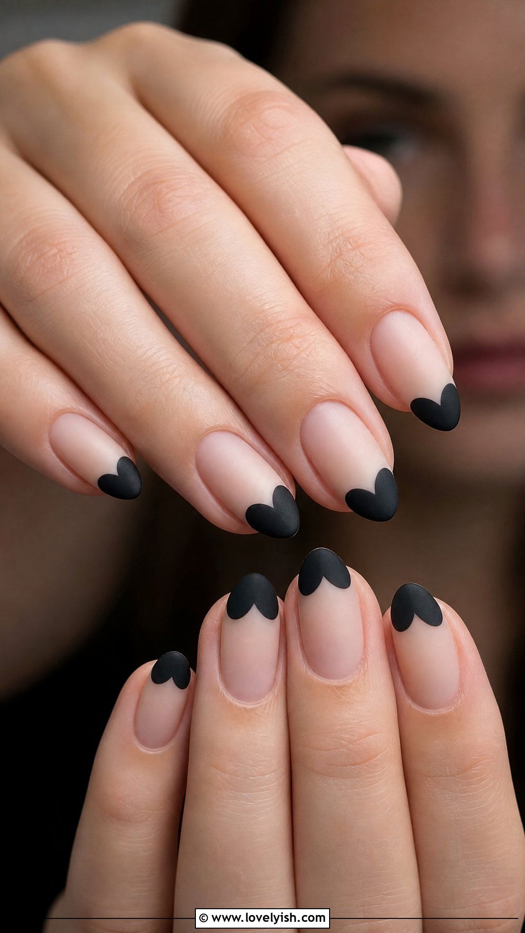 Matte Black Heart Tip Nails - 50 matte black nails - 50 matte black nails