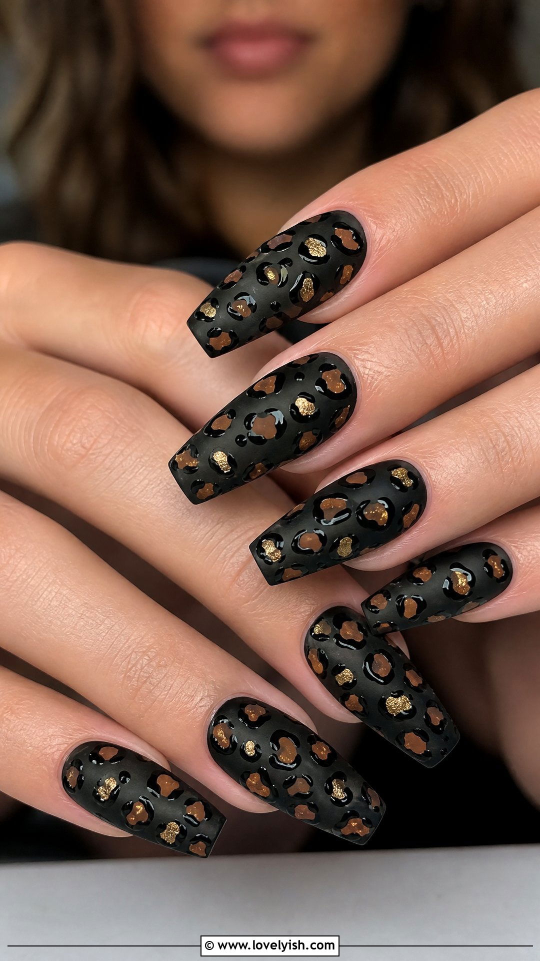 Matte Black Leopard Print Nails - 50 matte black nails - 50 matte black nails