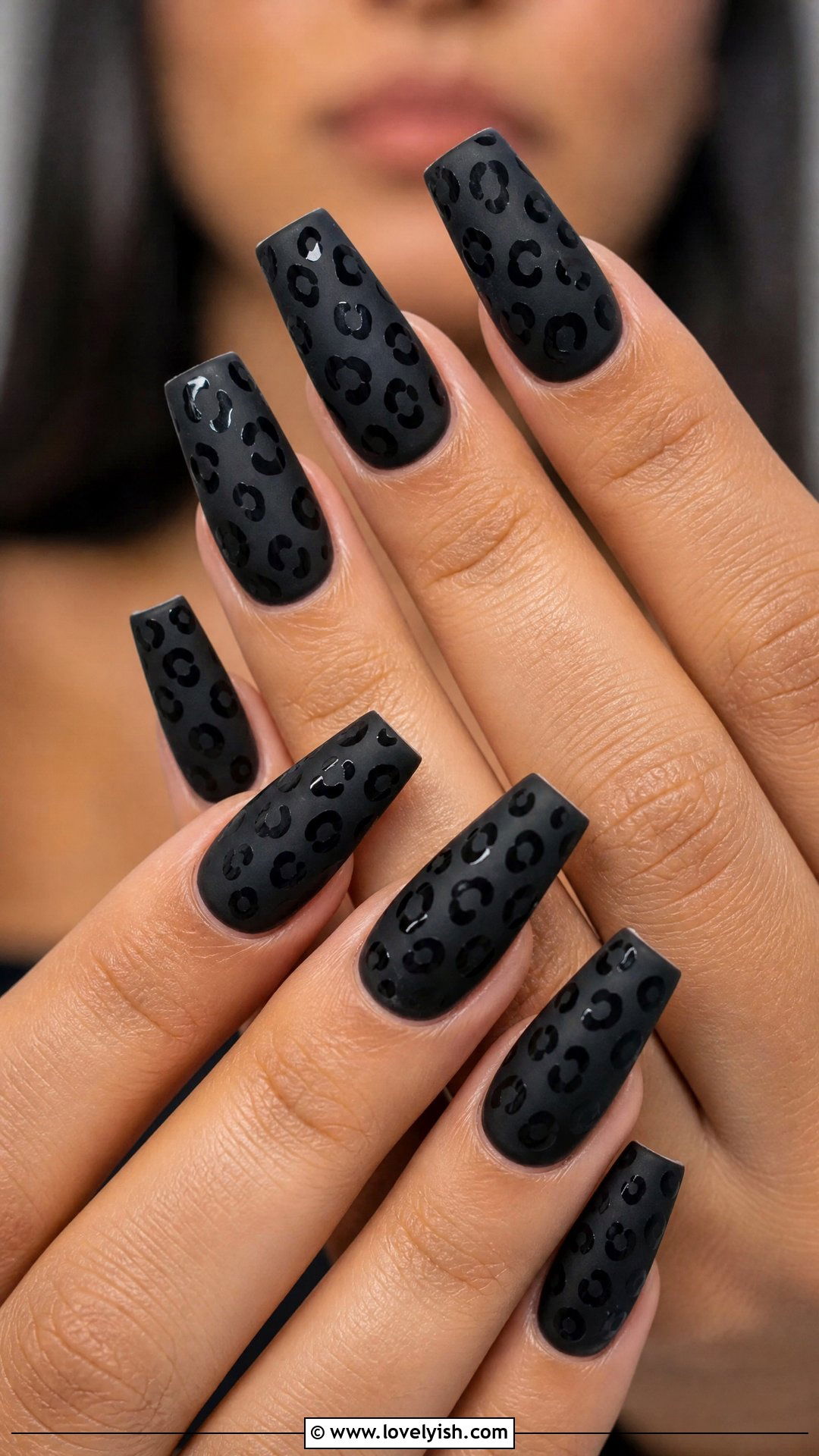Matte Black Leopard Print Nails - 50 leopard print nails - 50 leopard print nails