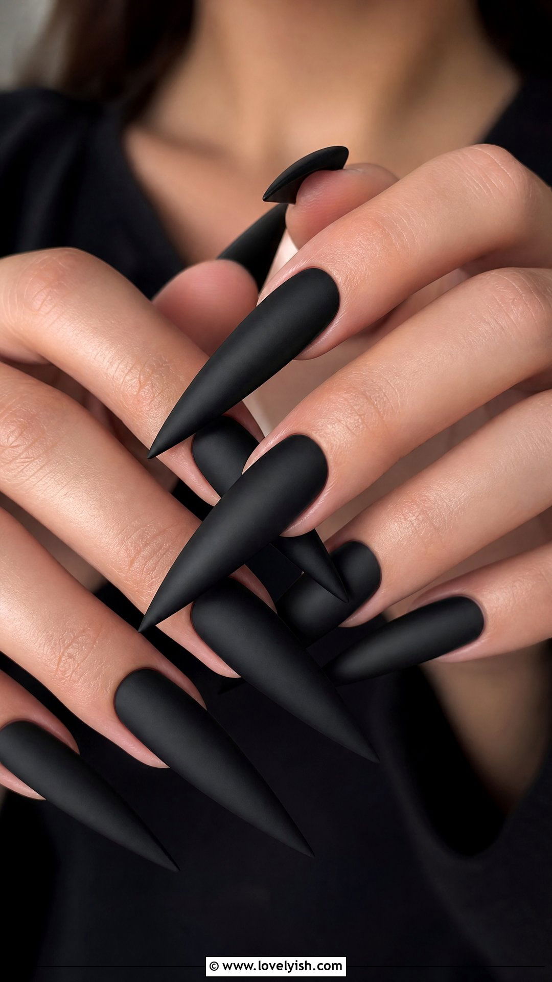 Matte Black Long Stiletto Nails - 50 long stiletto nails - 50 long stiletto nails
