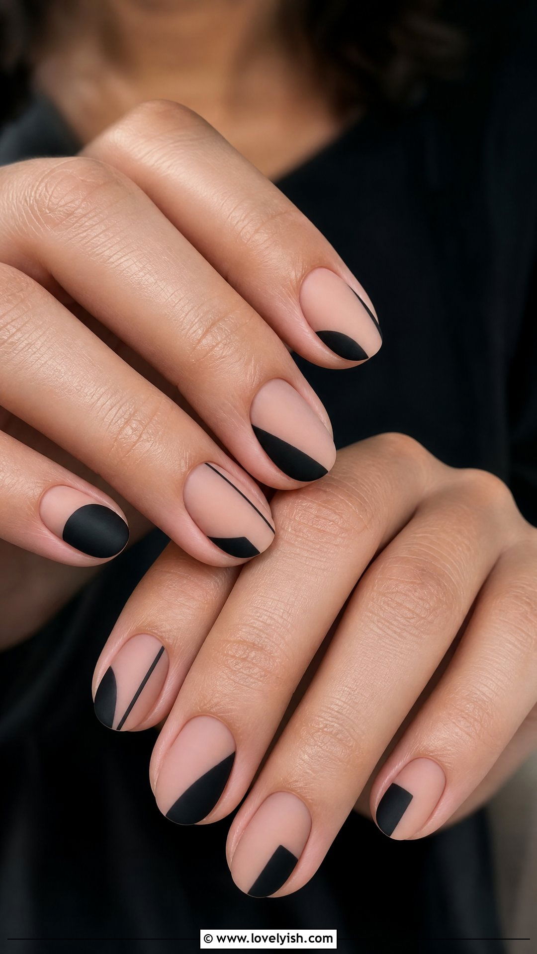 Matte Black and Nude Negative Space Nails - 50 matte black nails - 50 matte black nails