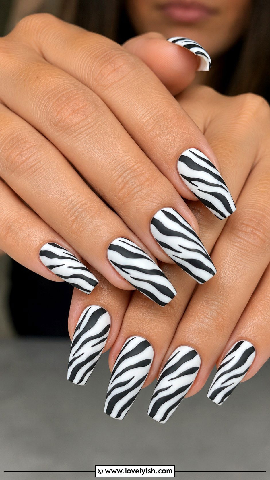 Matte Black and White Zebra Nails - 50 zebra print nails - 50 zebra print nails