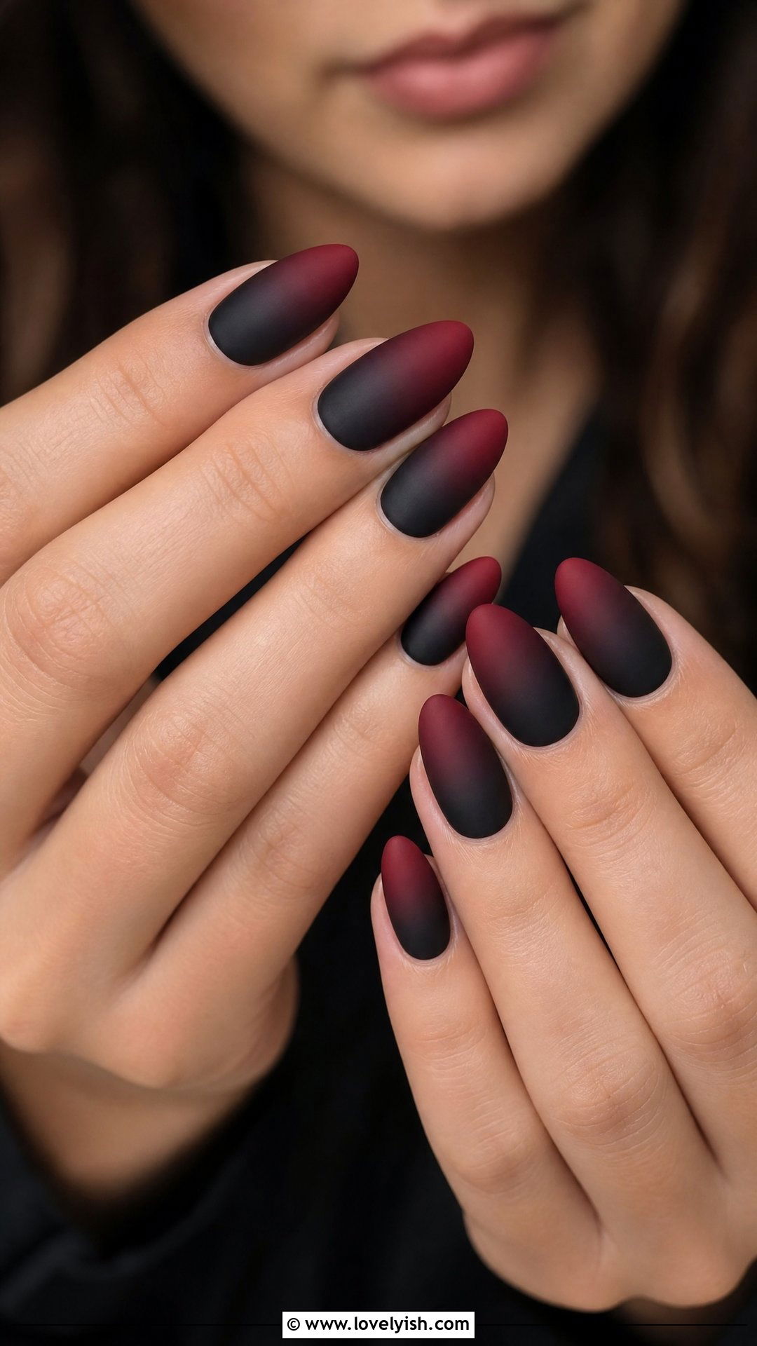 Matte Black to Burgundy Ombre Nails - 50 matte black nails - 50 matte black nails