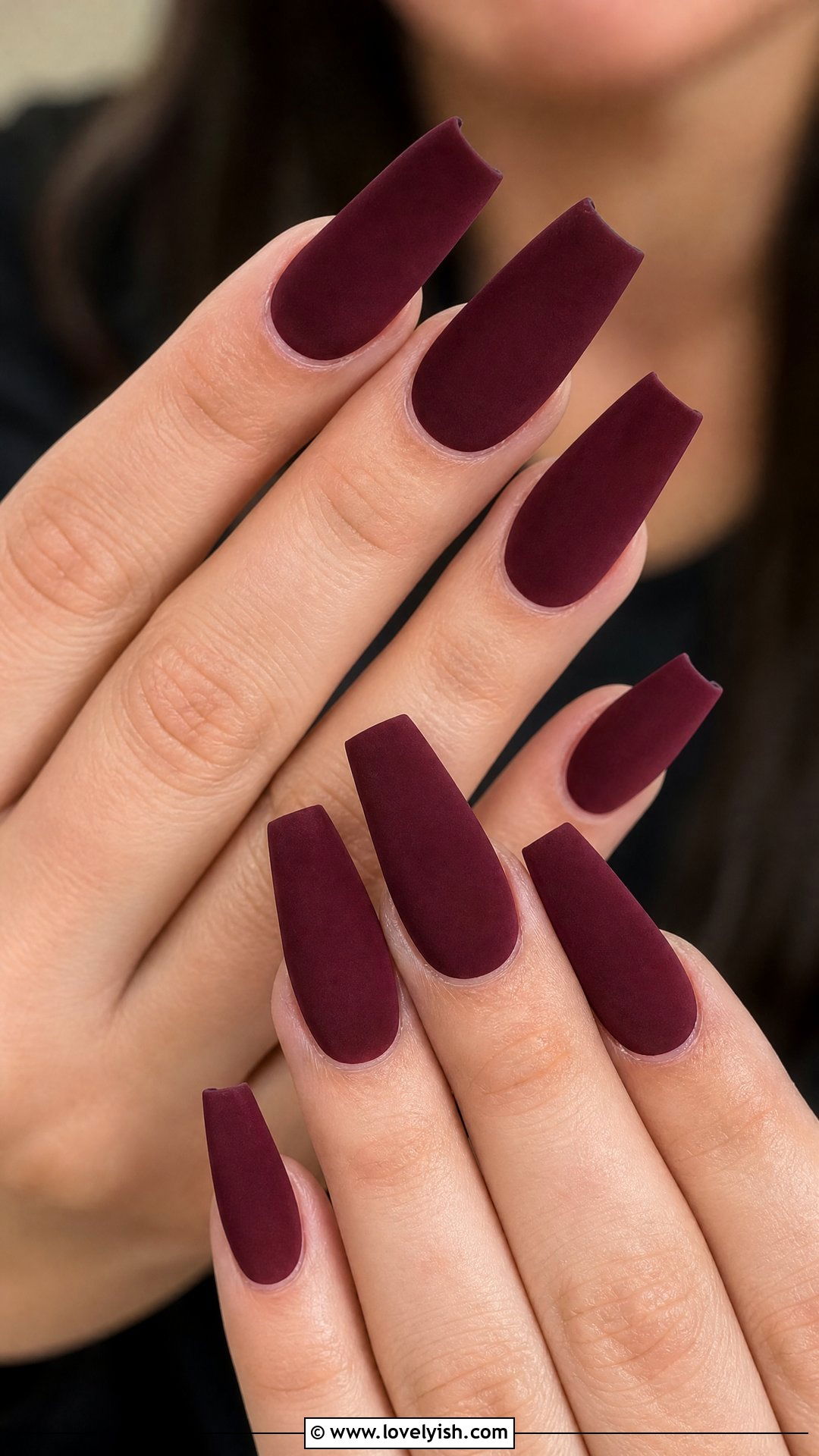 Matte Burgundy Coffin Nails - 50 dark red nails - 50 dark red nails