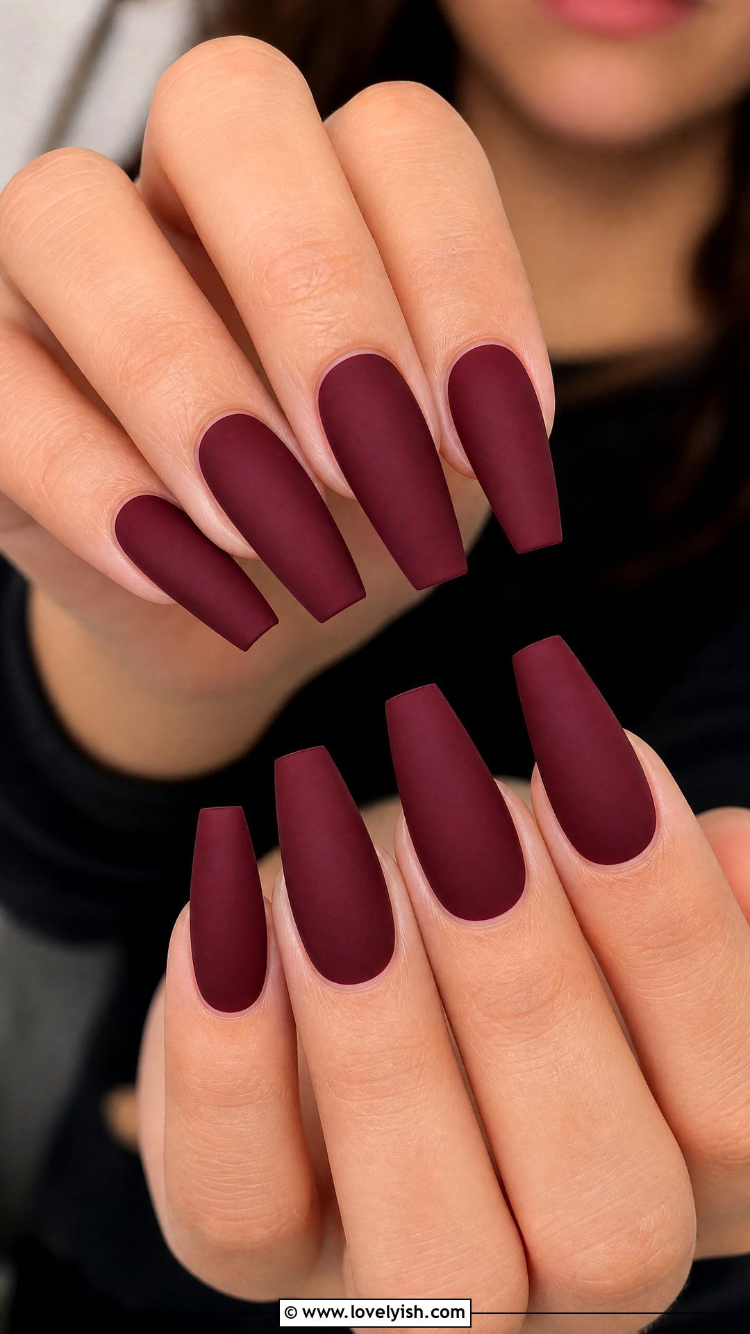Matte Burgundy Coffin Nails - 25 burgundy nail designs