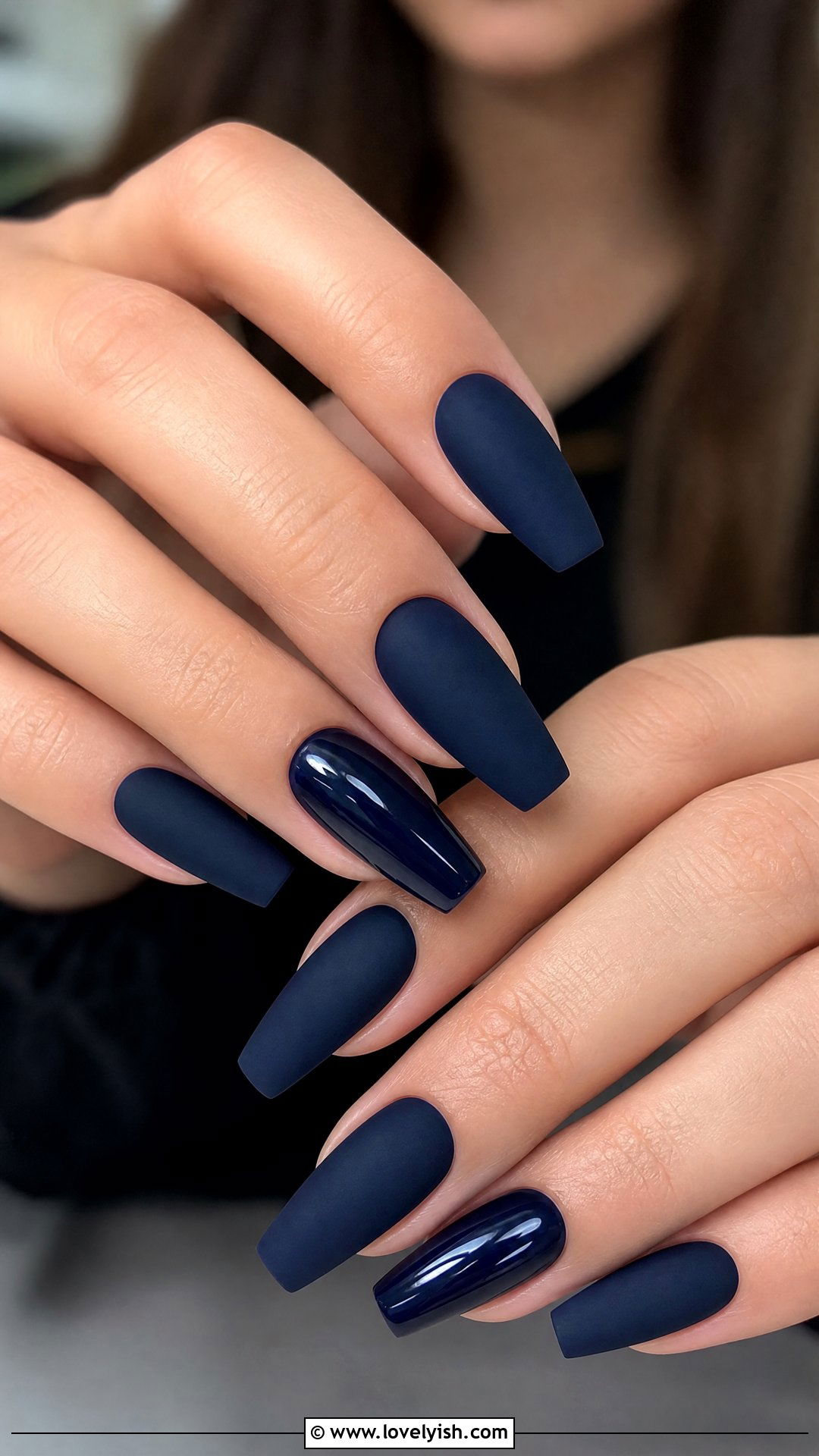 Matte Midnight Blue Nails - 50 dark blue nail designs - 50 dark blue nail designs