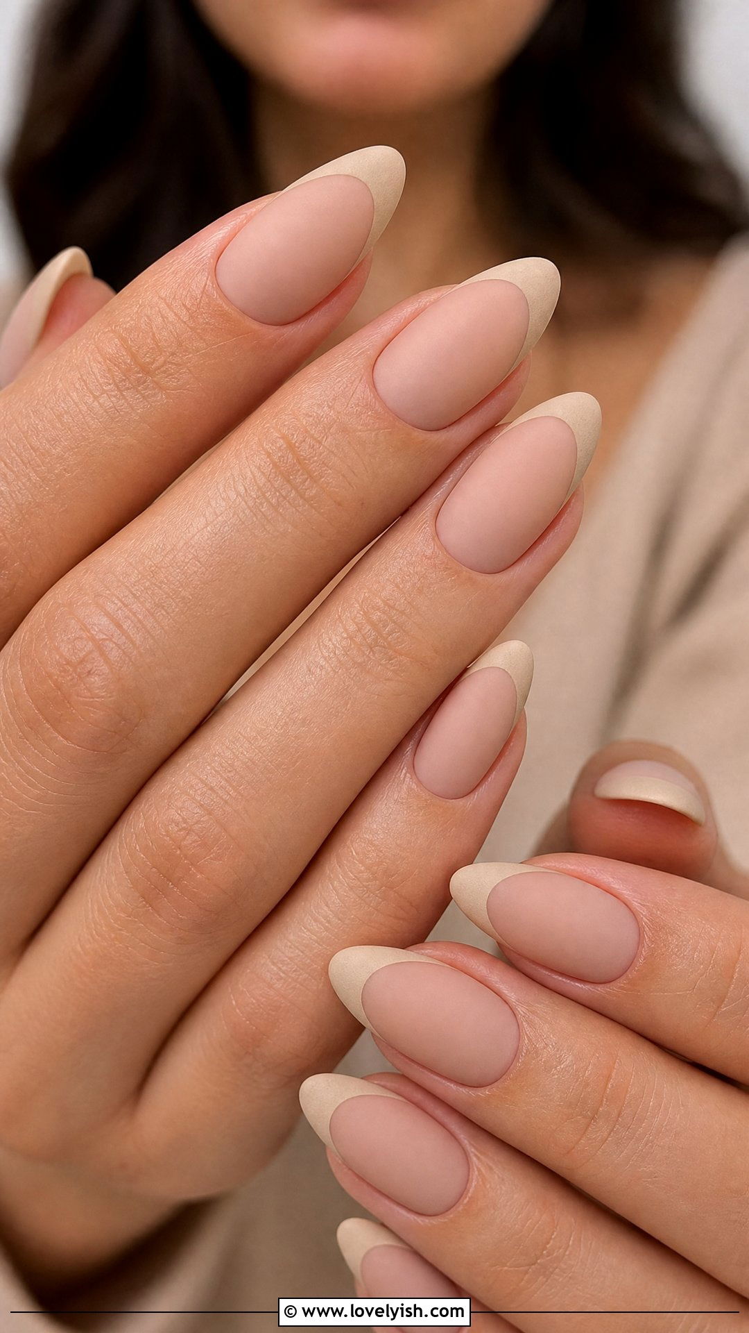 Matte Nude French Tip Almond Nails - 25 almond french tip nail designs - 25 almond french tip nail designs