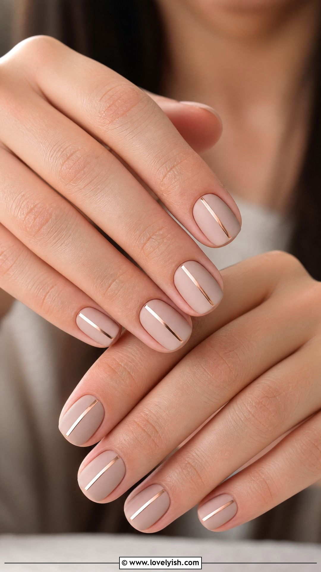 Matte Nude with Rose Gold Lines - 50 rose gold nails - 50 rose gold nails