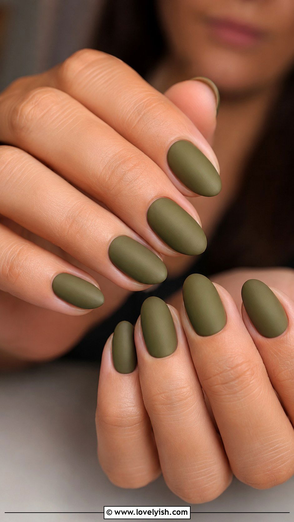 Matte Olive Green Nails - 47 nail inspiration - 47 nail inspiration