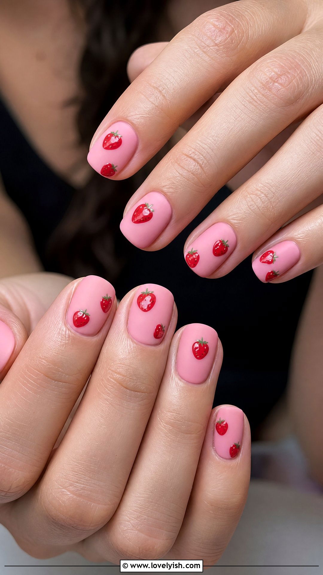 Matte Pink Strawberry Nails - 50 strawberry nails - 50 strawberry nails