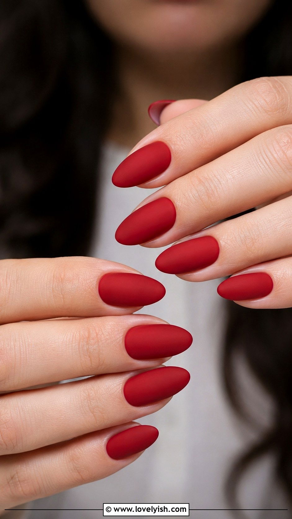 Matte Red Almond Nails - 25 matte nail designs - 25 matte nail designs