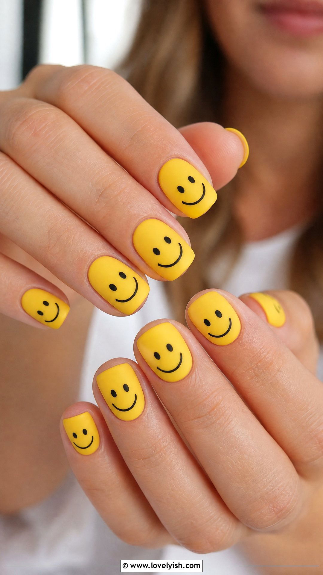 Matte Yellow Smiley Face Nails - 50 smiley face nails - 50 smiley face nails