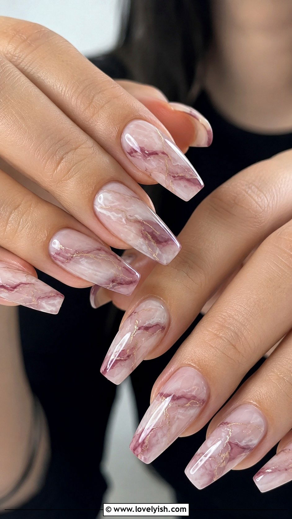 Mauve Marble Nails - 50 april nail designs - 50 april nail designs