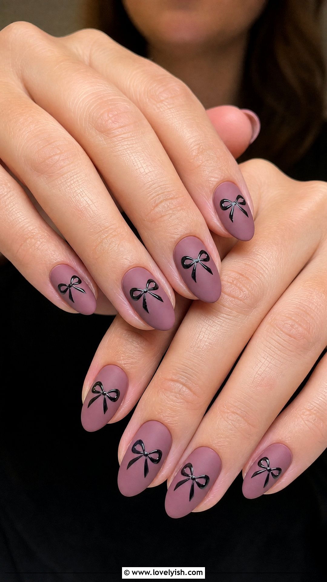 Mauve Matte Bow Nails - 25 bow nail design ideas - 25 bow nail design ideas